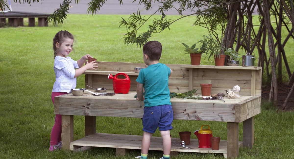 Inspirational Nurseries - Mud Kitchens.  Wooden creative play furniture.