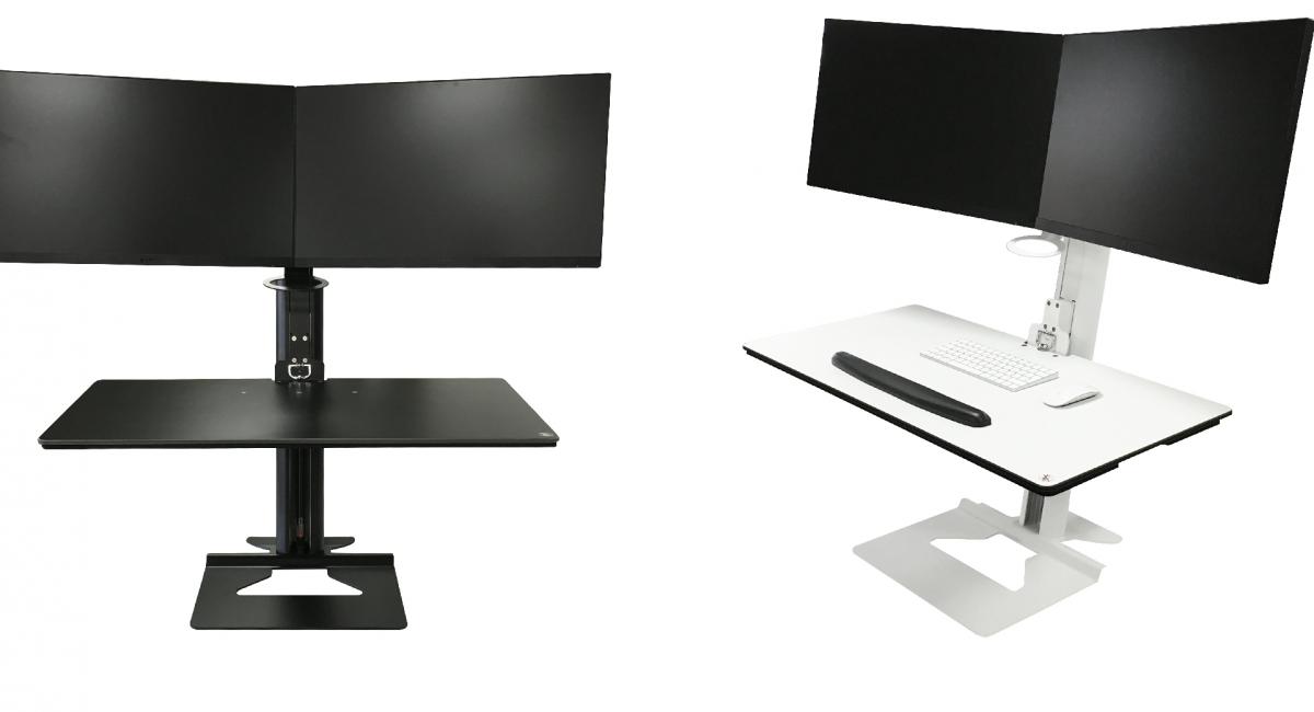 Black i-Stand, height adjustable desk accessory