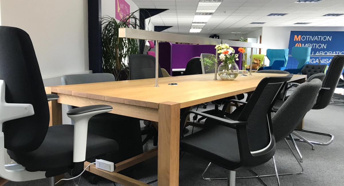 Orangebox - Library Table finished in solid oak.