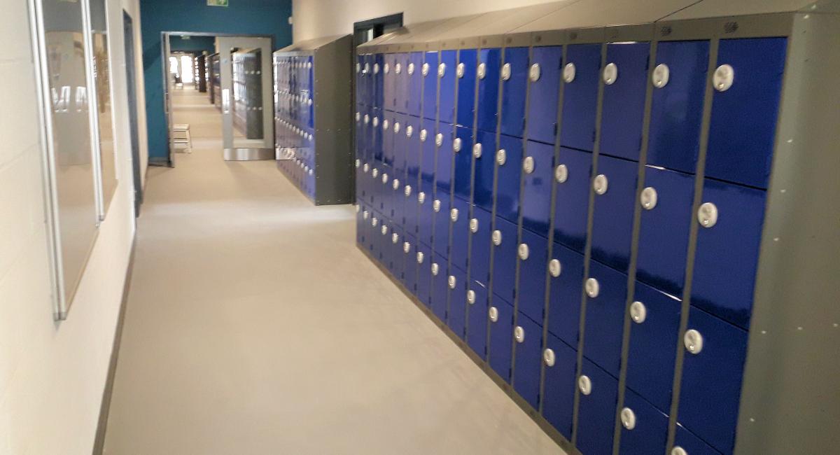 Blue storage lockers