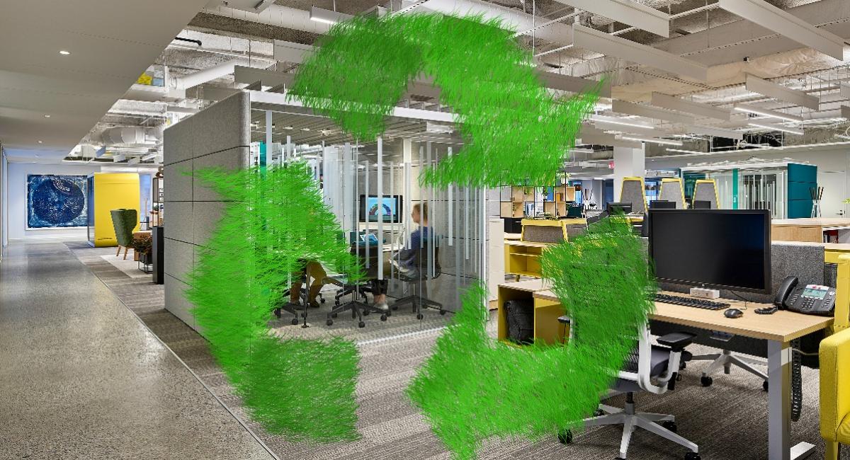 Sustainable office furniture including office chairs and desks