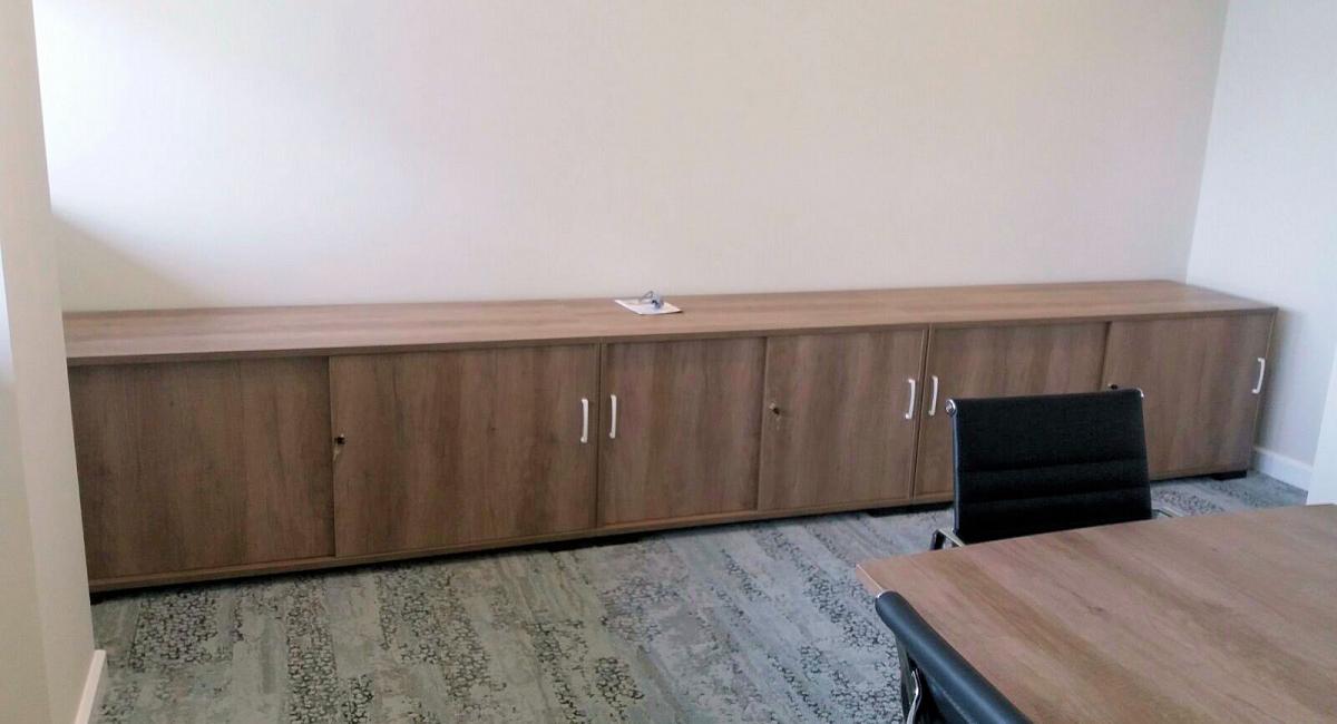 Desk height storage units.